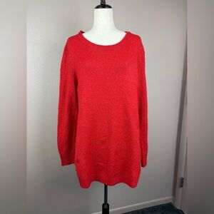 Free For All Knit Red Sweater Size XL - Side Slit Crew Neck - NWT